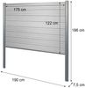 WPC-Sichtschutz Sarthe, Zaun Windschutz, Alu-Pfosten zum Einbetonieren ~ Basiselement, 190cm braun Bild 3