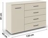 rauch Aditio Box, Kommode, 1-türig, 4 Schubladen, mit Softclose-Funktion, Farbe Beige, BxHxT 120x81x42cm Bild 4