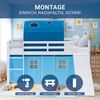 Hochbett Kinder 90x200 cm mit Rutsche Kinderbett Kinderhochbett Stockbett Vorhang Tunnel Blau Holz Massiv Bild 5