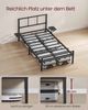 VASAGLE Einzelbettgestell, Bett, passend für 90 x 200 cm Matratze, Metallbett, Bettrahmen, mit Kopfteil, modern, mit Aufbewahrungsregalen, Gästebett, für Teenager, tintenschwarz Bild 4
