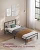 VASAGLE Einzelbettgestell, Bett, passend für 90 x 200 cm Matratze, Metallbett, Bettrahmen, mit Kopfteil, modern, mit Aufbewahrungsregalen, Gästebett, für Teenager, tintenschwarz Bild 2