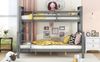 Etagenbett 90(140)x200 cm aus Kiefer/MDF – teilbar, mit Rausfallschutz und schräger Leiter, grau Bild 3