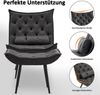 MCombo Sessel mit Hocker, moderner Relaxsessel mit Taillenkissen für Wohnzimmer, Retro Vintage Lesesessel Loungesessel Stuhl Polstersessel, Kunstleder,4778MB (Dunkelgrau) Bild 3