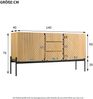 Merax Sideboard mit 2 Türen und 3 Schubladen,Metallbeinen, TV-Schrank,Buffet, Kommode mit Linien-Design, Maße: H75 cm / B140 cm/ T40 cm Bild 4