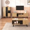 Sideboard 120x40x80 cm, LED-Glasvitrine in Holzoptik mit schwarzen Leisten Bild 3