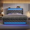 Flieks Polsterbett, Hydraulisches Stauraumbett 160x200cm mit LED Beleuchtung und USB/Typ-C Bild 3