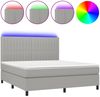 Boxspringbett mit Matratze & LED Stoff Hellgrau 180x200 cm, Härtegrad: H2 [3135053] Bild 2
