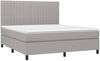 Boxspringbett mit Matratze & LED Stoff Hellgrau 180x200 cm, Härtegrad: H2 [3135053] Bild 3