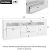 Merax 160*35*60cm Hochglanz-TV-Schrank mit LED-Beleuchtung, 3 offenen Fächern, 2 Türen, 2 Schubladen, Smart App Steuerung, für 70-Zoll-Fernseher, Hochglanz-TV-Ständer, Weiß Bild 4