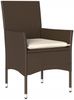 vidaXL 3-tlg. Garten-Essgruppe mit Kissen Braun Poly Rattan Glas 3278619 Bild 3