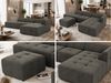 Modulares Ecksofa mit Hocker GRIDA 4M L Wohnlandschaft, Wellenfedern, gesteppte Sitzfläche, Wohnzimmer Sofa L-form - Dunkelgrau Velvet - Rechts Bild 2