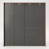 PLAYBOY - Kleiderschrank VICTORIA" mit 4 Türen und 3 Schubladen, sanft-schliessend, inkl Kleiderstange, Einlegeböden und LED-Beleuchtung, Walnuss-Dekor/Grau, Retro-Design" Bild 2