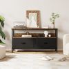 GarveeMore TV-Schrank Kommode TV-Ständer 55 Zoll,Mit 2 Schubladen Und Regalen Media Console 99x57x30cm für Schlafzimmer Kleine TV-Ständer Kommode Wohnzimmer Bild 3