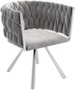 Esszimmerstuhl 2er-Set, Samt mit 360°-Drehfunktion & Metallgestell, 72x54x59, grau/silber Bild 3