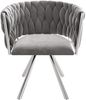 Esszimmerstuhl 2er-Set, Samt mit 360°-Drehfunktion & Metallgestell, 72x54x59, grau/silber Bild 5
