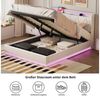 ADWOLT Polsterbett LED Hydraulisch Doppelbett Jugendbett (Set, 1-tlg, 140x200 cm Stauraumbett), Mit LED-Beleuchtung und Ladefunktion,Samt,Weiß Bild 3