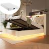 Polsterbett 160x200 cm Weiß mit 360° LED-Beleuchtung, Kopfteil mit USB Typ-C Ladefunktion & hydraulischem Stauraum,mit Matratze Bild 2
