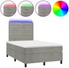 Boxspringbett mit Matratze & LED Samt Hellgrau 120x200 cm Bild 2