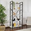 Dmora Bücherregal Suriel, Büroregal, Mobiler Buchhalter, Bücherbrett, 90x34 h180 cm, Weiß und Schwarz Bild 2