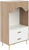 Kinderkleiderschrank, Kleiderschrank mit Kleiderstange, mit Schubladen, offener Kleiderschrank, Vollholzgriffen, aus Spanplatte, weiß+natürliches Holz, 80×46×141,5cm Bild 5
