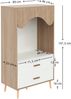 Kinderkleiderschrank, Kleiderschrank mit Kleiderstange, mit Schubladen, offener Kleiderschrank, Vollholzgriffen, aus Spanplatte, weiß+natürliches Holz, 80×46×141,5cm Bild 4