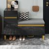 Schuhschrank mit Sitzbank, Schublade und offenem Fach, zweifarbiges Design, praktischer Stauraum,Schwarz Bild 5