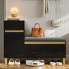 Schuhschrank mit Sitzbank, Schublade und offenem Fach, zweifarbiges Design, praktischer Stauraum,Schwarz Bild 3