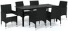vidaXL 7-tlg. Garten-Essgruppe mit Kissen Poly Rattan Schwarz 3094977 Bild 2