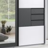 Schwebetürenschrank Kleiderschrank 273 cm Passepartout Schubladen Spiegel Weiß Grafit Bild 4