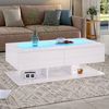 STILVORA Couchtisch mit Schubladen,Wohnzimmertisch Sofatisch mit LED-Licht&Glasplatte (Wohnzimmertisch, Satztisch, 1-St, 2 Schubladen, 100*50*35cm), mit LED-Licht Bild 2