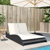 vidaXL Sonnenliege mit Auflagen Schwarz 114x205x73 cm Poly Rattan 368287 Bild 3