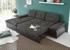 Ecksofa Couch Schlafcouch Schlafsofa Lederlook schwarz grau Ottomane links LForm Bild 2