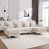 U-Sofa 265 x 135 x 88 cm mit LED-Beleuchtung und USB-Anschluss – Wohnlandschaft aus Velvet in Beige Bild 2