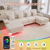 U-Sofa 265 x 135 x 88 cm mit LED-Beleuchtung und USB-Anschluss – Wohnlandschaft aus Velvet in Beige Bild 5