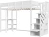 Multifunktionales Etagenbett mit Stauraum Hochbett mit Ablage 90 x 200 cm, Bettgestell aus massivem Kiefernholz mit Lattenrost,Bett für Kinder und Jugendliche Weiß Bild 5