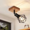 ZMH Deckenleuchten Schwarz Deckenspot - E14 Vintage Schwenkbar 350° für Flur Wohnzimmer, Augenschutz, LED wechselbar, Holz Deckenlampe, Schlafzimmer Küche Bild 2