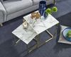 Design Beistelltisch 2er Set Weiß Marmor Optik Eckig, Couchtisch 2-teilig Tischgestell Metall Gold, Kleine Wohnzimmertische, Moderne Satztische Quadratisch Bild 5