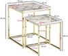 Design Beistelltisch 2er Set Weiß Marmor Optik Eckig, Couchtisch 2-teilig Tischgestell Metall Gold, Kleine Wohnzimmertische, Moderne Satztische Quadratisch Bild 4