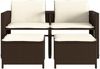 vidaXL Gartensofa 2-Sitzer mit Tisch und Hockern Braun Poly Rattan 368417 Bild 5