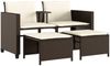 vidaXL Gartensofa 2-Sitzer mit Tisch und Hockern Braun Poly Rattan 368417 Bild 2