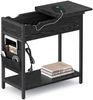 Vasagle Beistelltisch mit Steckdose und USB-Anschlüssen, Spanplatte schwarz mit Holzmaserung, 60 x 31,5 x 60 cm Bild 1