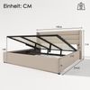 Polsterbett 180×200 cm aus Leinen-Stoff mit Hydraulik-Stauraum, beige Bild 4