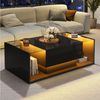 REDOM Couchtisch Hochglanz Beistelltisch Wohnzimmertisch (Satztisch, moderner Kaffeetisch Sofatisch, 1-St, 100x50x31 cm), mit LED Beleuchtung und 1 Schublade Bild 3