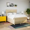 vidaXL Boxspringbett mit Matratze Creme 160x200 cm Stoff 3291343 Bild 3