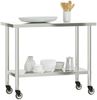vidaXL Küchen-Arbeitstisch mit Rollen 110x55x85 cm Edelstahl 376467 Bild 4