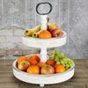Etagere 2 Stöckig Servierplatte Weiß Servierständer Standetagere Etagenständer Obstschale Gebäckschale Vintage Kuchenstand Bild 2