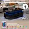 Couchtisch Höhenverstellbarer Kaffeetisch mit Verstecktem Stauraum und Schublade, Hochglanz Wohnzimmertisch, LED Sofatisch, Geeignet für Büro, Studium, Party, Schwarz, 96 x 45 x 40cm Bild 5