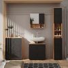Badmöbel-Set Irma Anthrazit mit Wabenstruktur 4 Teile, mit Hochschrank und Kommode Vicco Bild 4
