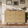 Simurq Kommode mit 6 Schubladen, Stauraumschrank für Wohnzimmer, Esszimmer, Flur (Schubkastenkommode,Sideboard Rattan geflecht,Massivholzbeine), 115 x 40 x 80 cm Bild 2