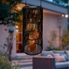 Spetebo LED Gartenleuchte Solar Lampe schwarz, mit Glühbirne, LED, warm weiß, in Rattan Optik Bild 4